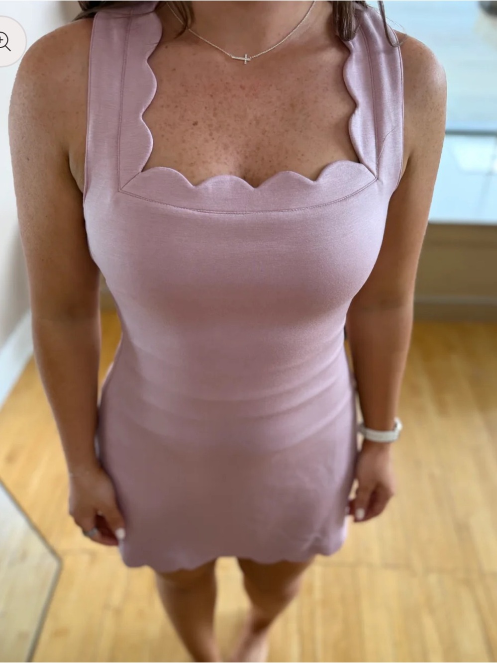 Altar'd State Dusty Pink Scallop Knit Mini Dress
